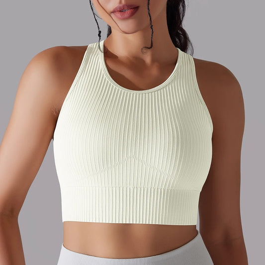 Striped Workout Top Ivory