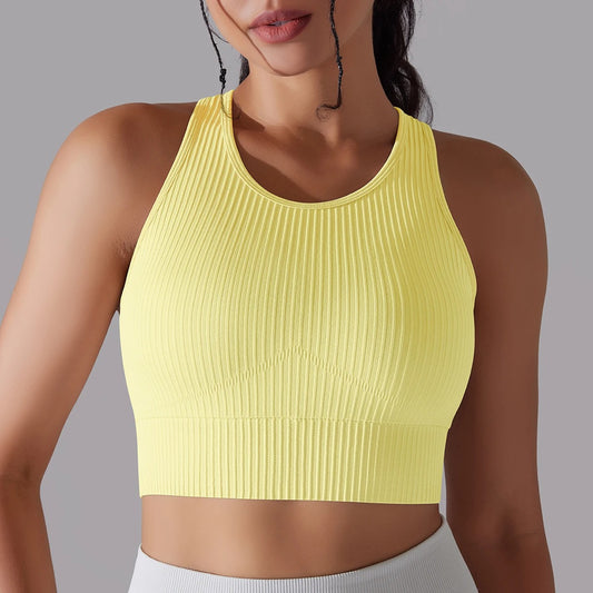 Striped Workout Top Light Yellow