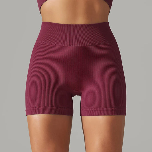 Ribbed Gym Shorts Wine Red