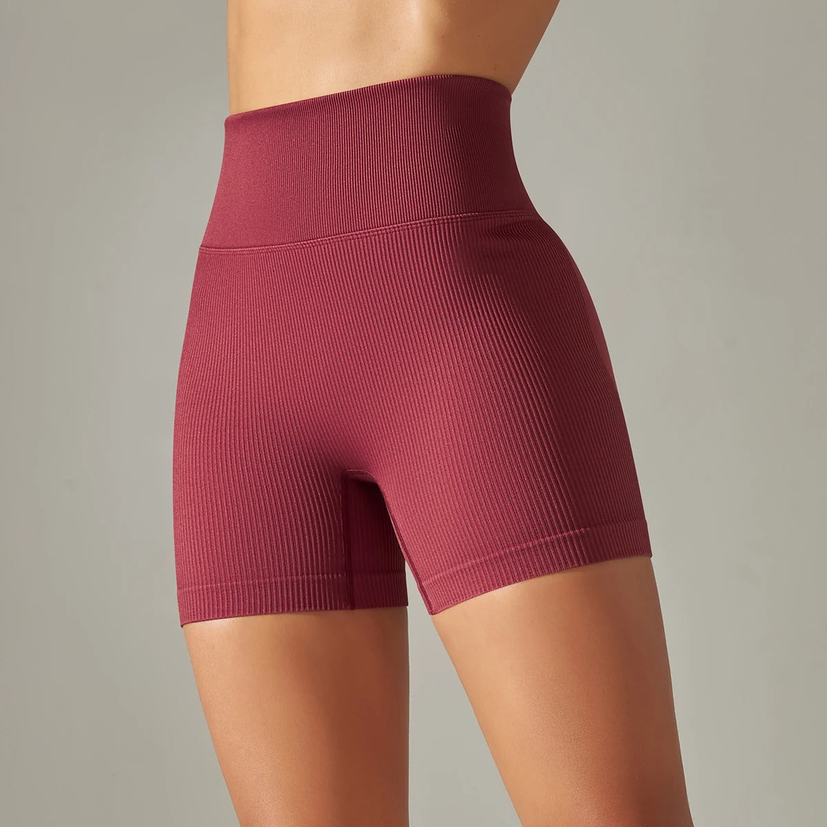 Ribbed Seamless Shorts Wine Red